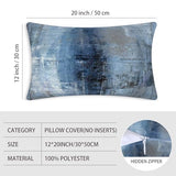 Throw Pillow Covers for Couch, 20x12 Inch, Set of 2, Grey Blue