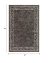 Lahome Modern Bordered Kitchen Rugs Non Slip Washable, 2x3 Rugs for Entryway Ultra-Thin Soft Door Mat Indoor Entrance Rubberback Throw Carpet for Bathroom Bedroom Front Door(2x3ft,Brown)