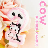 Pink Cow Glitter Birthday Candles Number 1 Birthday Decorations, Holy Cow Im One Birthday Decorations, Number 1 Candle for Cake, Cowgirl Theme Number Candle for Girls First 1st Birthday Party Décor