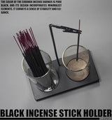 2 in 1 Incense Holder for Sticks Incense Burner Holder with Storage,Glass Upside Down Incense Holder for Sticks with Glass Ash Catcher for Meditation Yoga Spa Room Home Decor[Black]