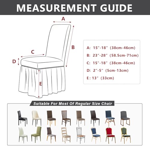 molasofa Chair Covers for Dining Room Set of 2 Stretch Chair Slipcovers with Skirt for Kitchen Seat Protectors Wedding Banquet Decor Kids Pets Spandex Fabric Washable (2pcs, Cream)