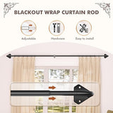 Curtain Rods, No Rust Adjustable Blackout Drapery Rods, 5/8 Inch Diameter Wrap Around Curtain Pole for Windows, Ideal for Bedroom, Outdoor (28-48 Inch, 2 Pack, Black)