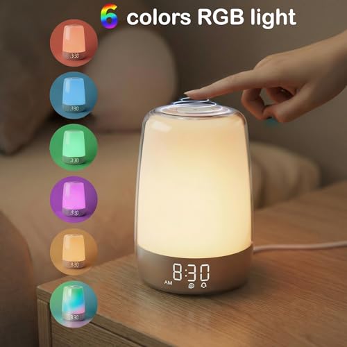 Touch Wake Up Night Light with Sunrise Simulation Alarm Clock, 3 Ways Dimmable Warm White Bed – alternate view