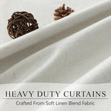 Cream Linen Blend Blackout Curtains 84 Inch Long 2 Panel Back Tab Thermal Insulated Light Blocking Curtain for Living Room Black Out Drape for Bedroom Neutral Rustic Farmhouse 52x84 Length Ivory White