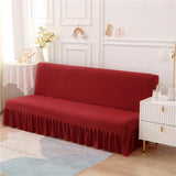 Fashion Armless Sofa Chair Cover with Skirt, Stretchable Sofa Bed Cover Futon 3/2 Seater, Removable Futon Sofa Slipcover Reversible Sofa Cover Furniture Protector Washable,H,120~150CM