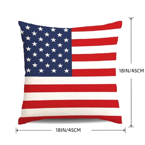 Hongsome 4th of July Throw Pillow Covers 18x18in Set of 4,Patriotic Pillow Case for Independence Day,Memorial Day,Veteran's Day,USA,American Summer Outdoor Red White Blue Decorations