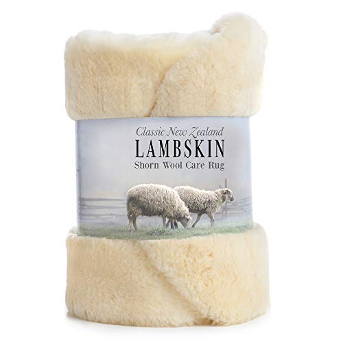 Desert Breeze Distributing Genuine New Zealand Baby Sheepskin, 100% Natural, Soft Shorn Wool, Soothing Comfort, All Seasons, Size Large LRG 34-36 inches in Length