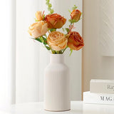 Mfacoy White Ceramic Flower Vase, Minimalist Decor, Modern Home Decorative Vase, Small Pampas Grass Vases For Kitchen, Bedroom, Office, Living Room, Bathroom, Shelf Centerpiece Table Decorations(8 in)
