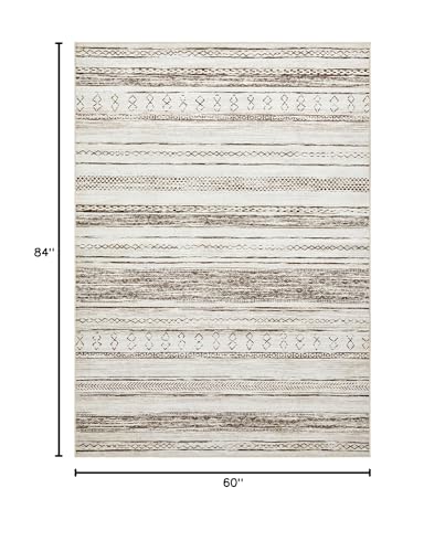 Tortania Area Rug Living Room Rugs - 5x7 Washable Large Soft Neutral Boho Moroccan Bohemian Farmhouse Rug Indoor Floor Carpet for Bedroom Under Dining Table Home Office Decor - Cream Brown
