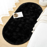 Goideal Fluffy Bedroom Rug, Small Oval Area Rugs, Black Shag Bedside Carpet for Kids Room Nursery Dorm Cute Fuzzy Indoor Decor for Boy and Girl, 2.6 x 5.3 Feet