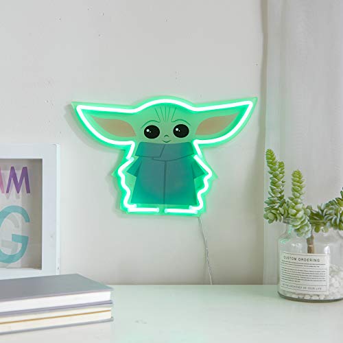Idea Nuova Star Wars: The Mandalorian featuring The Child LED Neon Figural Mounted Wall Art, 11.8" L x 7.56" H x .55" D