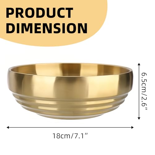 7.4 inch Gold Decorative Bowl for Home Decor - Modern Fruit Bowl for Kitchen Counter, Key Catch All & Entryway Table Centerpiece, Stylish Golden Finish