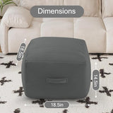 MeMoreCool Square Pouf Ottoman Foot Rest 20x20x15 Inches, Dark Grey