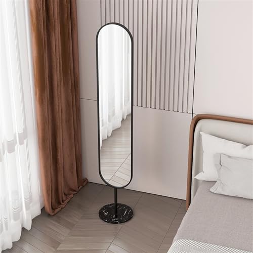 Decorative Floor-to-Ceiling Mirror for Home Bedroom Narrow-Edge Three-Dimensional Dressing Modern Simple Full-Length with Storage for Living Room(Black)