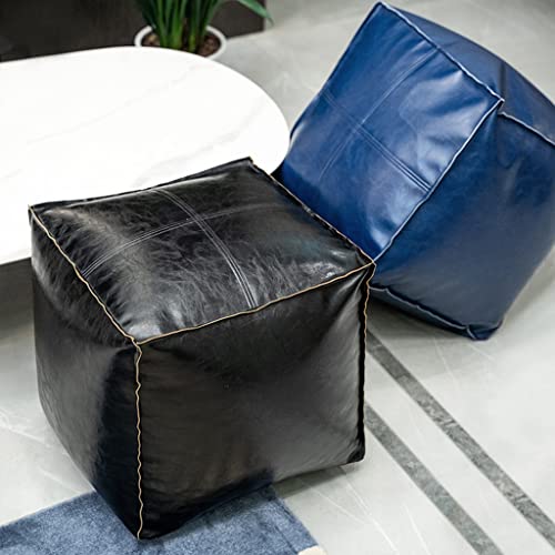 Pouf Artificial Leather Pouf Square Poufs Small Ottoman Stool Footstools Bean Bfloor Cushion Ottoman Poufs Sofa Stool (Red)/Black