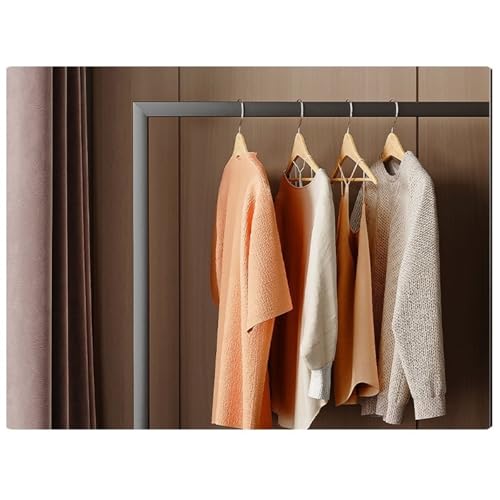 Floor Multifunctional Creative Full-Length Mirror Bedroom Coat Rack for Entryway and Walk-in Closet Mirror(Black)