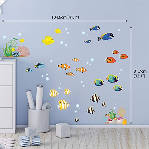 DECOWALL Coral Reef Fish Wall Stickers for Kids – Ocean Sea Life Peel and Stick Removable Wall Decals for Nursery, Bedroom & Playroom Decor (DS4-8035)