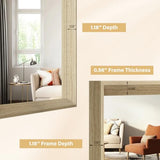 Oak Wood Effect Framed Wall Mirror, 22x30 Rectangle Mirror, Anti-desilvering Tempered Glass, Sustainable& Sturdy Frame, Farmhouse Mirror, Anti-Rust, 3min Fast Setup for Bathroom Living Room