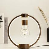 Magnetic Levitation Desk Lamp, Magnetic Levitation Light Bulb Creative Desk Lamp 360°Rotating with LED Light Unique Christmas Birthday Gift (Dark Wood Grain)