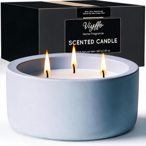 Viyffo Large 20oz Scented Candle - Citronella & Lavender, 3 Wick Non Toxic Soy Candles for Women, Matte Purple Ceramic Jar, Luxury Home Fragrance, Elegant Room Decor & Premium Birthday Gift