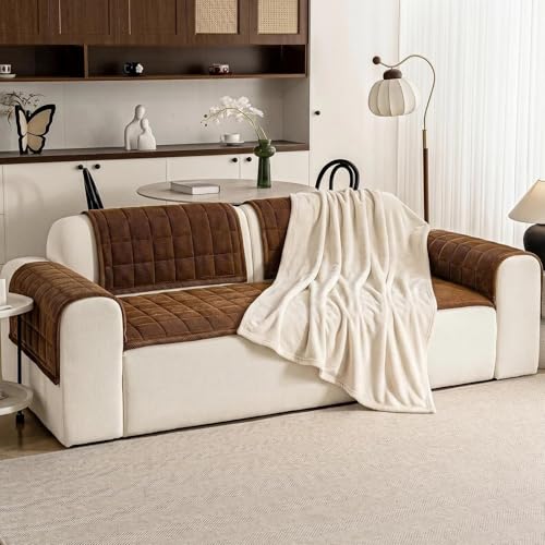 Couch Covers for Dogs Washable, 27.6"x70.9" Non Slip Couch Covers for Loveseat Sofa Pet Friendly, Soft Fuzzy Sofa Covers for Pet, Dog Couch Cover Furniture Protector(1PC,Dark Brown)