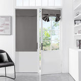 WdFour Privacy Blackout Tie Up French Door Curtain. | 25×40 Inch dark gray single panel curtain, easy install washable fabric for front door, sidelights, entryway and living room.