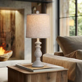 Traditional Table Lamp Set of 2, Rustic Farmhouse Table Lamps for Living Room Bedroom, 22" Bedside Desk Lamps Vintage Nightstand Lamps with Linen Shades, Antique Grey