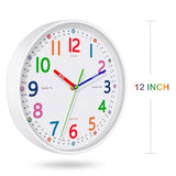 Silent Kids Wall Clock – Non-Ticking, Battery-Powered, Ideal for Teaching Time and Stylish Décor in Any Room - 12 Inch