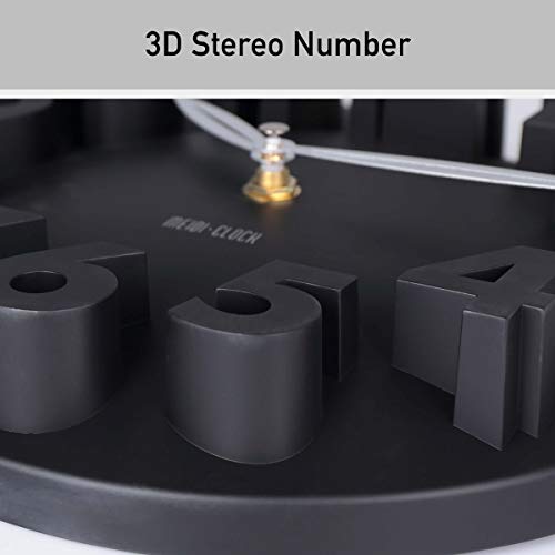 MEIDI CLOCK Modern Design Mickey Mouse Big Digit 3D Wall Clock Home Decor Decoration - Black