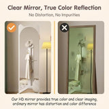 Rotating Full Length Cat Ear Floor Mirror with Storage, 360° Swivel Stand, HD No-Distortion Glass, Space Saving for Bedroom, Living Room, Entryway(Walnut,165x40cm/65x15.7in)