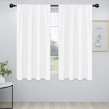 Easy-Going Rod Pocket Blackout Curtains for Bedroom, Room Darkening Window Curtains for Living Room, Thermal Insulated Noise Reduction Solid Window Drapes, 2 Panels(42x63 in, White)