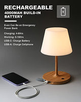 Outdoor Battery Operated Table Lamp Waterproof, 4000mAh Cordless Table Lamp Rechargeable, Touch Dimmable Desk Lamp, LED Night Light for Patio Camping Restaurant Home (Wood Grain, 9.6in)