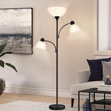 Floor Lamps for Living Room, 72" Tall Torchiere Floor Lamp with 8W Adjustable Reading Lights, Industrial Lamps for Living Room, Bedroom, Office, Black Tree Floor Lamp【3 Bulbs Included】