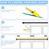 Curtain Rods for Windows 16 to 48 Inches, Curtain Rod Max Adjustable Length of 60 IN, 1" Diameter Drapery Rods Round Finials, Black, Pack of 1