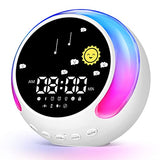Kids Wake-Up Light with Dual Alarms, Sleep Training Sound, Sun & Moon Display, Wake-Up Reminder Clock Suitable for Boys and Gir
