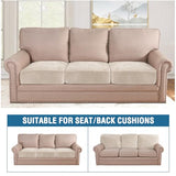H.VERSAILTEX Velvet Stretch Couch Cushion Cover Plush Cushion Slipcover for Chair Loveseat Sofa Cushion Furniture Protector Seat Cushion Sofa Cover (3 Piece Sofa Cushion Covers, Ivory)