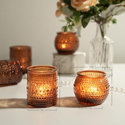 36 Pack Votive Candle Holders, Amber Hurricane Holders for Fall Centerpiece