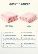 Casa Platino Fleece Throw Blankets – 300 GSM Pink – Soft Cozy Warm Holiday Throws for Winter, Fuzzy Plush Elegant Gifts for Kids, Men & Women - Ideal for Couch, Sofa, Chair or Bed - 50x60 Inch