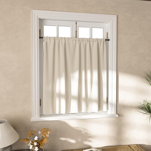 AIZESI Curtain Rods No Drilling for Windows 28 to 48 Inches,1/2 Inch Diameter No Drill Curtains Rod Renter Friendly Drapery Rod, Curtain Rods for Windows No Drilling, Black 1Pack