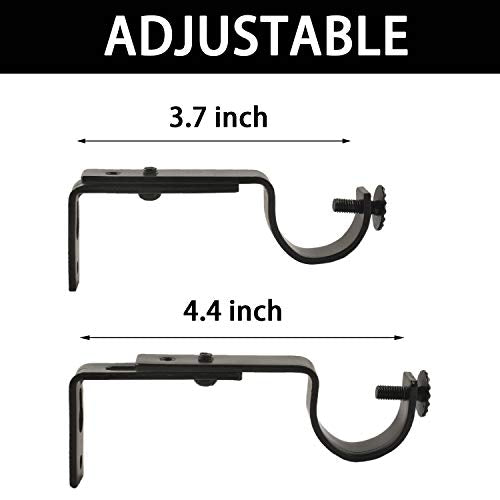 Eau 10 Pieces of Adjustable Black Curtain Rod Brackets, Heavy Duty Single Curtain Rod Holders for Maximum 1 Inch Rod, Wall-Mounted