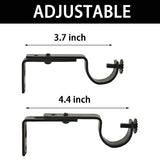 Eau 10 Pieces of Adjustable Black Curtain Rod Brackets, Heavy Duty Single Curtain Rod Holders for Maximum 1 Inch Rod, Wall-Mounted