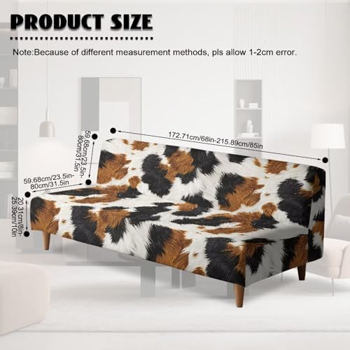 Brown Cow Print Armless Couch Covers for Dogs Pet Comfortable Slipcovers for Sofa Chair Indoor Home Decor Futon Sofa Slipcover Non Slip