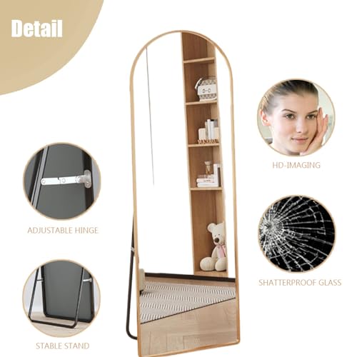 Arched Full Length Mirror Floor Mirror with Stand, Wall Mounted Full Body Mirror Dressing Mirror for Bedroom, Stand Up or Wall-Mounted(59"x16", Black)