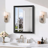 DESBING 18x24 inch Black Bathroom Mirror,Bevelled Edge Black Mirror with Ribbed Texture-Modern Rectangle Bathroom Wall Mirror for Vanity, Tempered Glass,Hangs Horizontally or Vertically