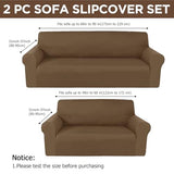 Peryiter 2 Pcs Sofa Covers Couch and Loveseat Covers Set Stretch Sofa Slipcover for Living Room Armchair Furniture Protector, Wrinkle Proof(Chocolate,Milk Silk)