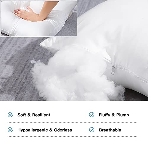 Artscope Outdoor Waterproof Throw Pillows Inserts Set of 2, Premium Fluffy Decorative Square Form Cushion Stuffer Inner Soft for Patio Furniture Garden Bench Tent Couch Balcony, 12x20 Inch