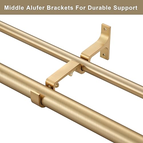 Double Curtain Rod for 84-120 Inches Windows, Blackout Wrap Around Window Curtain Rods，1-inch Heavy Duty Adjustable Room Darkening Rustic Dual Drapery Curtain Rods for for Livingroom, Kitchen, Patio