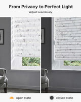 LazBlinds Cordless Zebra Blinds for Windows, Patterned Dual Layer Free-Stop Roller Shades for Ultimate Privacy & Light Control, Elegant Window Blinds & Shades, Grey Bloom, 35" W x 72" H