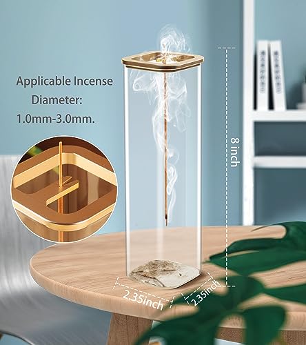Insence-Stick Holder [Anti-Ash Flying], Modern Incense Burner Holder with Removable Glass Ash Catcher, for Home Decor Yoga Meditation