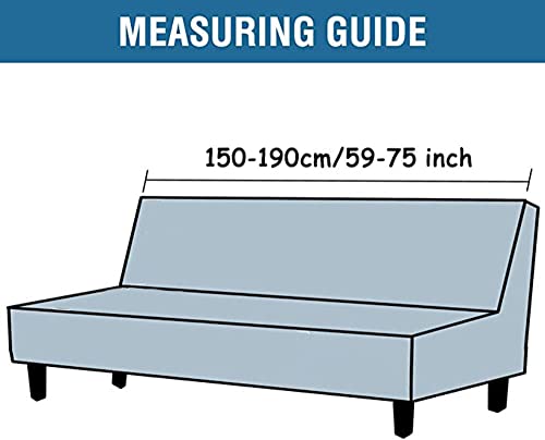 YOPOIY Printed Fitted Futon Cover Removable Washable Futon Slipcover Rich Textured Armless Sofa Cover with Elastic Bottom for Pets, Kids -2-150~190cm